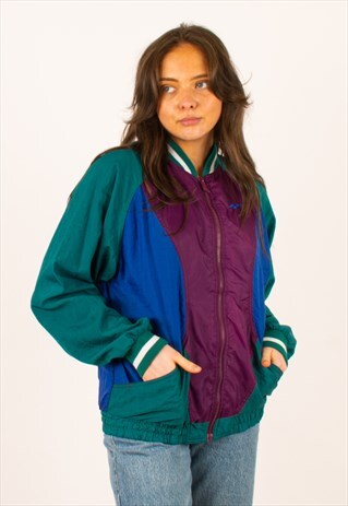 VINTAGE 90S REEBOK SPELLOUT WINDBREAKER JACKET XL