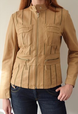 Vintage Y2K Principles Leather Jacket Tan Brown