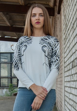 VINTAGE RETRO BLACK AND WHITE JUMPER SWEATSHIRT