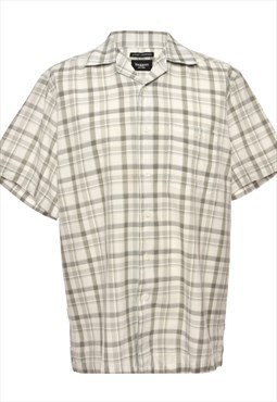 Grey Haggar Short-Sleeve Checked Shirt - M