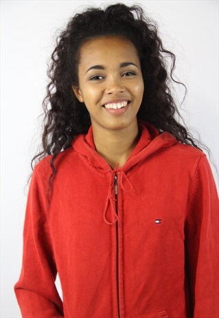 VINTAGE TOMMY HILFIGER RED ZIP-UP JUMPER