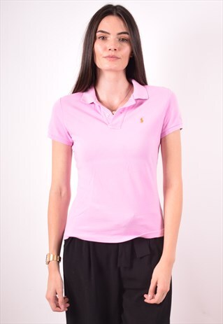 RALPH LAUREN WOMENS VINTAGE POLO SHIRT SMALL PINK 90S