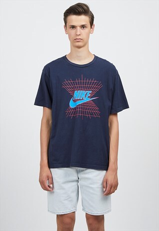 90S VINTAGE NAVY NIKE LOGO CREW NECK T-SHIRT
