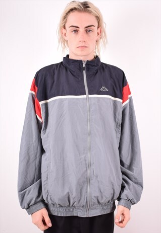 KAPPA MENS VINTAGE TRACKSUIT TOP JACKET XXL GREY 90S