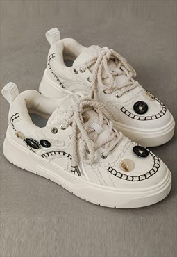 Chunky sneakers edgy platform trainers retro shoes in cream