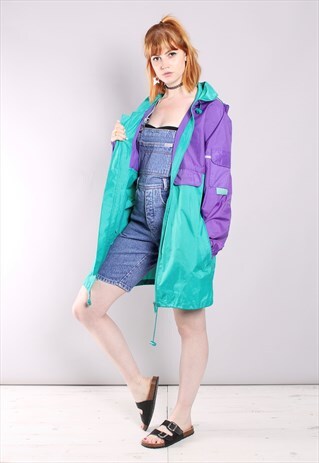 VINTAGE 90S BLOCK COLOUR WATERPROOF FESTIVAL RAIN JACKET