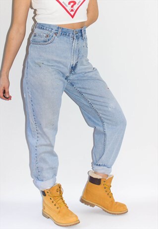 VINTAGE 505 DISTRESSED HIGH WAIST LEVI MOM JEANS