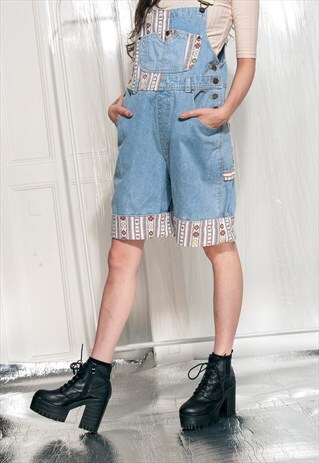 VINTAGE DENIM DUNGAREES 90S PLAYSUIT ALL-IN-ONE OVERALLS