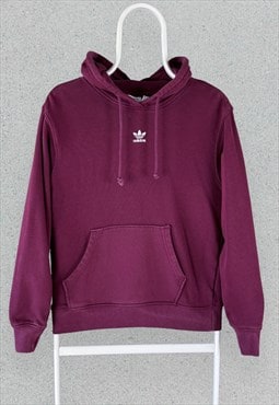 Adidas Originals Burgundy Hoodie Embroidered  Womens UK 10 S