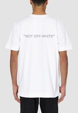 Demos " not off-white " reflective white t shirt tee Y2k