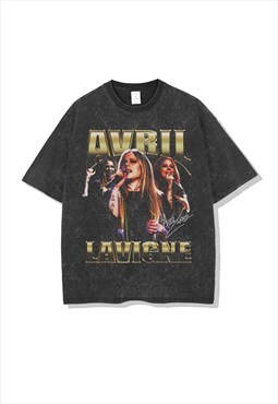 Black Washed Avril oversized fans T shirt tee Football Y2k