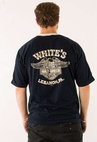 VINTAGE 90S NAVY HARLEY DAVIDSON T-SHIRT TEE