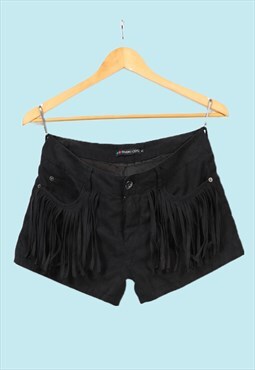 Vintage 70's Fringe Shorts in black