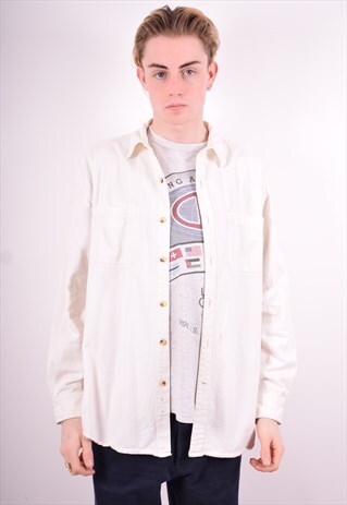 MENS VINTAGE DENIM SHIRT XL WHITE 90'S