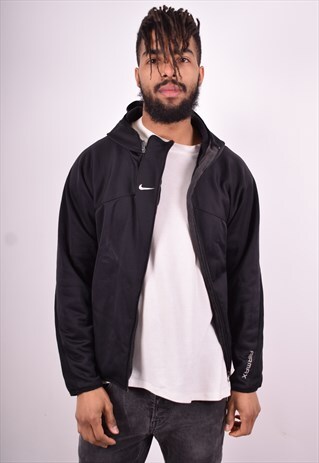 NIKE MENS VINTAGE HOODIE JACKET SMALL BLACK 90'S