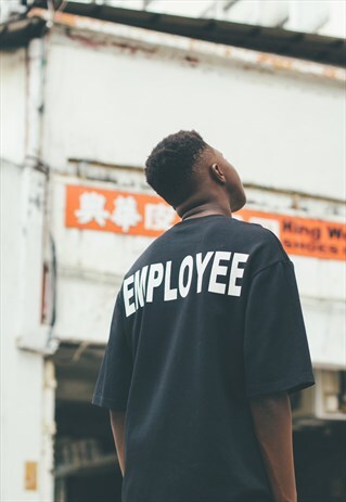 DEMOS BLACK OVERSIZED EMPLOYEE TEE