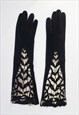 1950S VINTAGE FRENCH SUEDE LEATHER LACE OPERA GLOVES SIZE XS