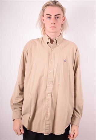 RALPH LAUREN MENS VINTAGE SHIRT MEDIUM GREY 90S