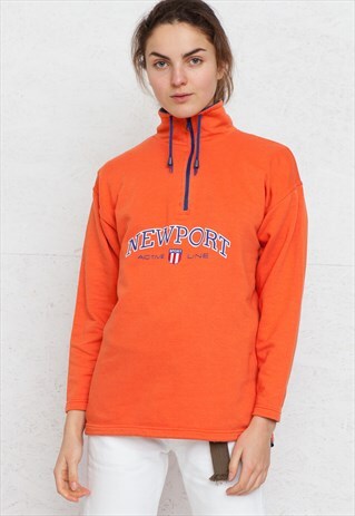 VINTAGE ORANGE 1/4 ZIP PULLOVER SWEATSHIRT