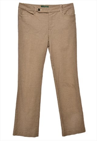BEYOND RETRO VINTAGE HOUNDSTOOTH BROWN & CREAM TROUSERS - W3