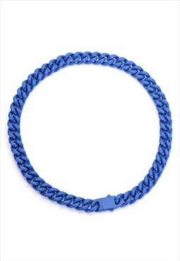 13mm Blue Cuban Necklace Chain Steel