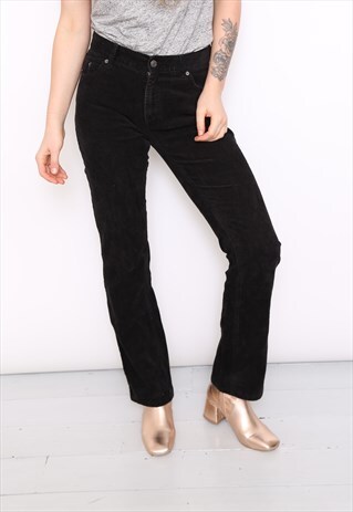 VINTAGE 90S BLACK CORD CORDUROY BOOTCUTTROUSERS