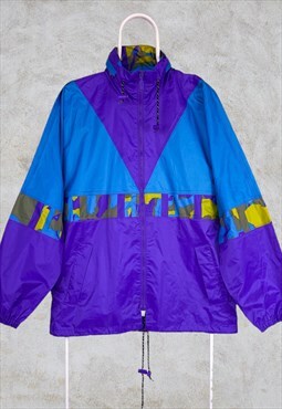 Vintage TKO Patterned Shell Jacket Waterproof Blue Purple 