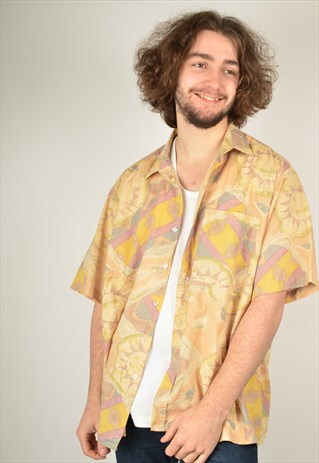 VINTAGE ABSTRACT CRAZY PATTERNED SHIRT