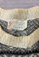 VINTAGE KNITTED JUMPER ABSTRACT PATTERNED GRANDAD SWEATER