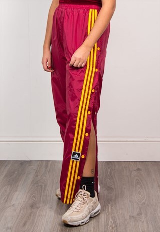 ADIDAS VINTAGE 90'S RED POPPER TRACKSUIT BOTTOMS TROUSERS