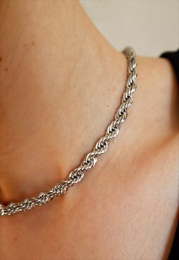 Silver Chain Necklace Unisex 
