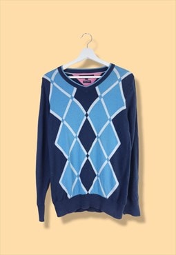 Vintage Tommy Hilfiger Jumper Diamond in Blue S