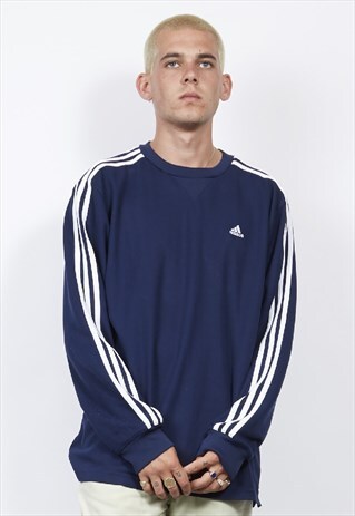 VINTAGE 90'S ADIDAS CLASSIC NAVY NYLON SWEATSHIRT