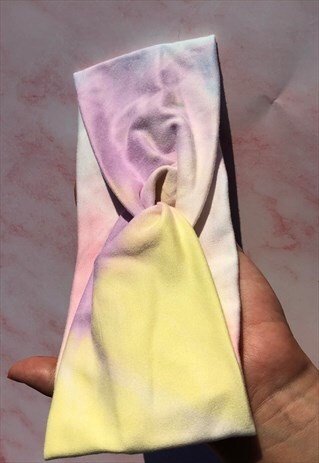 PASTEL BLUE PINK YELLOW CROSS KNOT COTTON HEADBAND