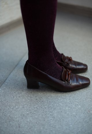 VINTAGE 70'S BROWN MID-HEELED SHOES