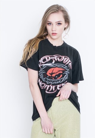 VINTAGE BLACK METALLIC RETRO T-SHIRT