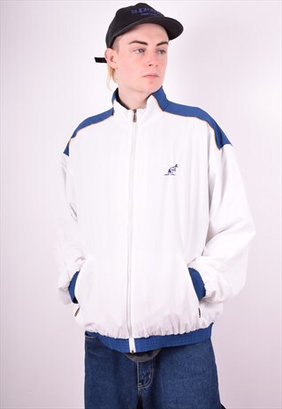 AUSTRALIAN MENS VINTAGE TRACKSUIT TOP JACKET LARGE WHITE 90'