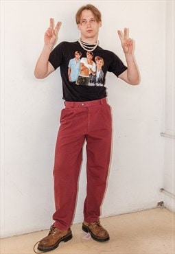 90's Vintage skater fit classic trousers in burgundy