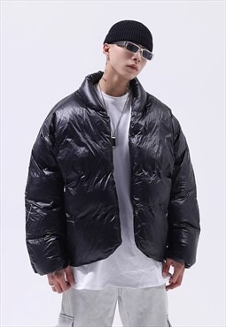 Kanye bomber jacket cropped solid unusual puffer in black