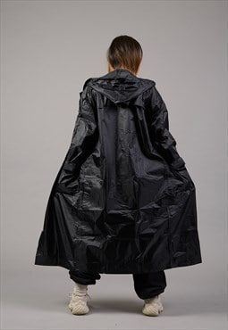 Longline Waterproof Jacket In Black 