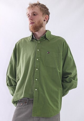VINTAGE MENS TOMMY HILFIGER CASUAL LONG SLEEVE OXFORD SHIRT