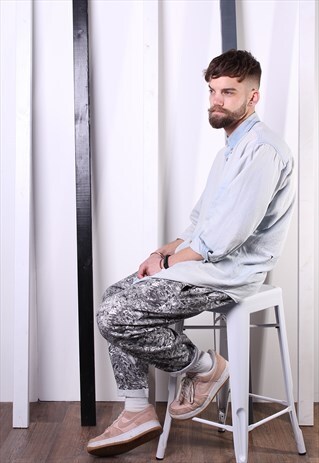 VINTAGE 90S PATTERNED CRAZY PRINT TROUSERS. UNISEX. GYM.