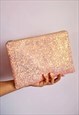 Pastel Pink Glitter Clutch Bag