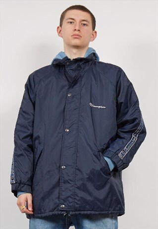 VINTAGE 90'S CHAMPION NAVY TAPED PADDED JACKET