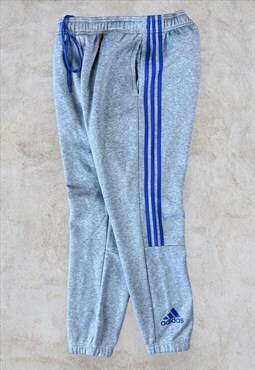 Adidas Grey Joggers Sweatpants Blue Striped Men's Large