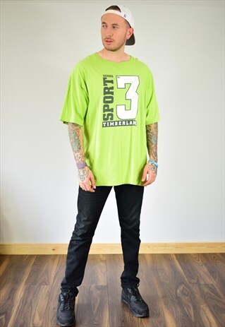 VINTAGE 90S TIMBERLAND GREEN PRINT T SHIRT