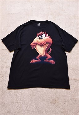 Vintage 90s Warner Bros Taz Black Print T Shirt