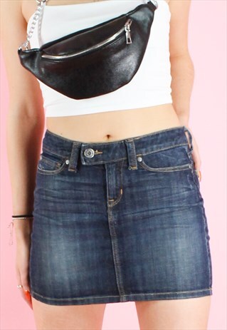 VINTAGE 90S SKIRT Y2K DARK DENIM WASHED MINI PARTY FESTIVAL