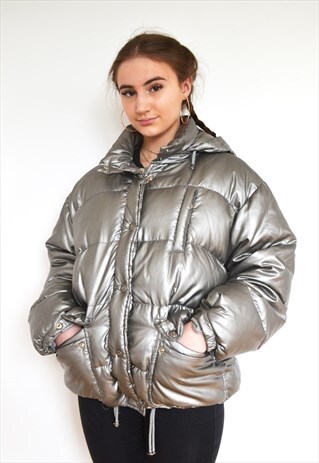 RARE SILVER 90'S PUFFA PUFFER MOSCHINO JACKET