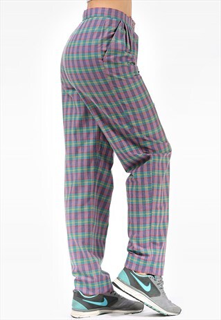 PLAID TAPERED TROUSERS PANTS